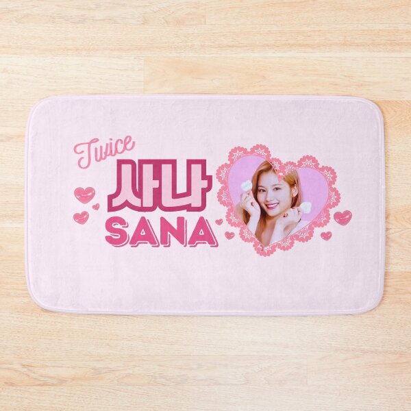 Item preview, TWICE Sana Kpop Girl Group Pink Banner Collage Design With Member Names in Hangul designed and sold by AJUNICE STUDIO.