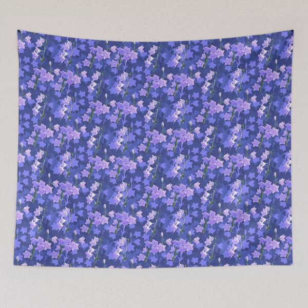 Item preview, Sunlit Balloon Flower Stems Half Drop Blue 5669d6 designed and sold by Art in My Loft.