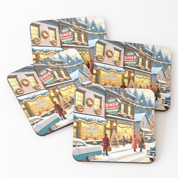 Item preview, HOLIDAY DOWNTOWN DINER VINTAGE RETRO OLD CARS WINTER SCENE 2 designed and sold by Arts4U.