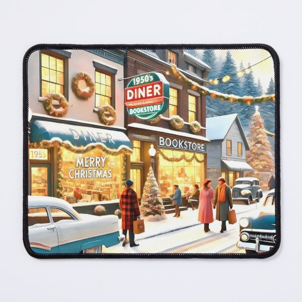 Item preview, HOLIDAY DOWNTOWN DINER VINTAGE RETRO OLD CARS WINTER SCENE 2 designed and sold by Arts4U.