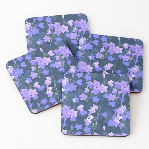 Item preview, Sunlit Balloon Flower Stems Half Drop Deep Blue Green 3e6493 designed and sold by Art in My Loft.