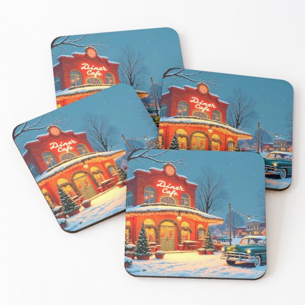 Item preview, CLASSIC RETRO VINTAGE 1950'S OLD CAR DINER CAFE WINTER SCENE 3 designed and sold by Arts4U.