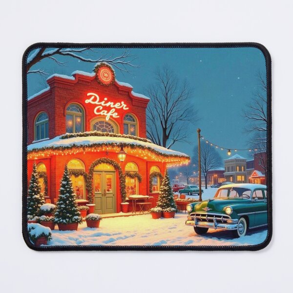 Item preview, CLASSIC RETRO VINTAGE 1950'S OLD CAR DINER CAFE WINTER SCENE 3 designed and sold by Arts4U.