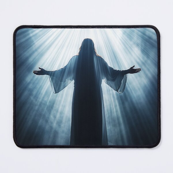 Item preview, Jesus Christ with open arms standing under a bright light designed and sold by mikath.