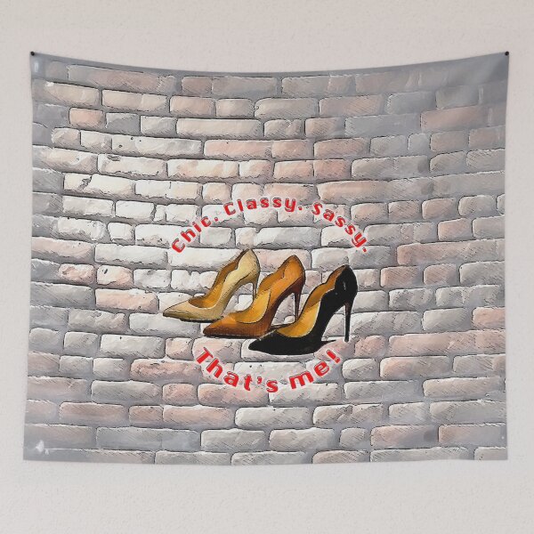 Item preview, Chic High Heels Artwork on Rustic Brick Wall – Classy and Sassy Fashion Art designed and sold by Michael van der Hoorn.