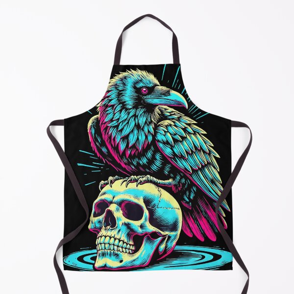 Item preview, Neon Raven on Skull – Gothic Skull and Raven Art designed and sold by Victor Shadehorn.