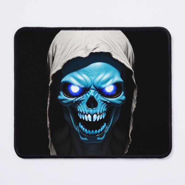 Item preview, Grim Reaper Snarling Blue Skull of Death designed and sold by hauntedtees.