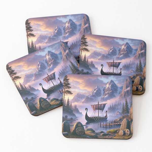Item preview, Mystical Nordic Fjord at Sunset designed and sold by Nordic-Muse.