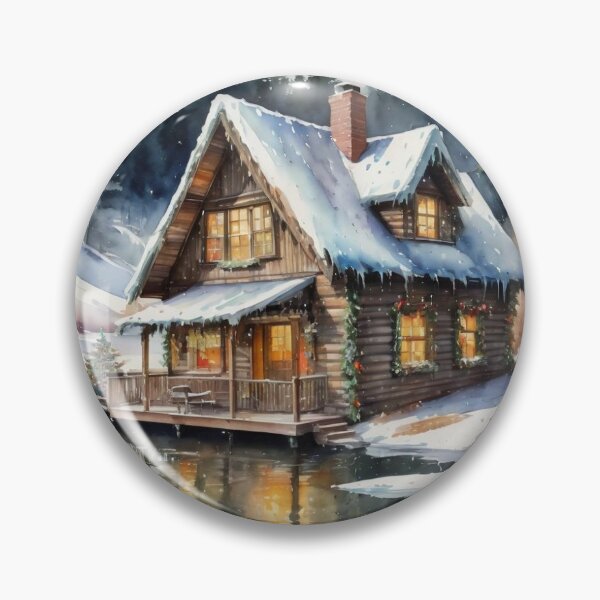 Item preview, Christmas lake side cabin designed and sold by greygoul.