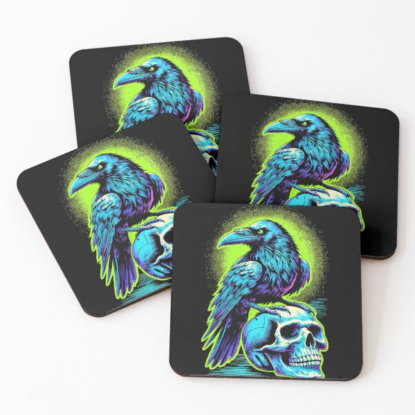 Item preview, Neon Raven and Skull – Bold Gothic Artwork designed and sold by Victor Shadehorn.