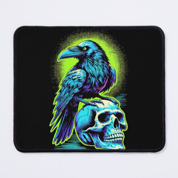 Item preview, Neon Raven and Skull – Bold Gothic Artwork designed and sold by Victor Shadehorn.