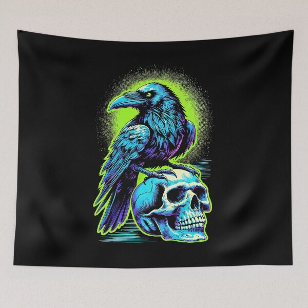 Item preview, Neon Raven and Skull – Bold Gothic Artwork designed and sold by Victor Shadehorn.