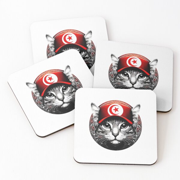 Item preview, TUNISIA Flag With Cute Cat Perfect Design designed and sold by Creat-Des.