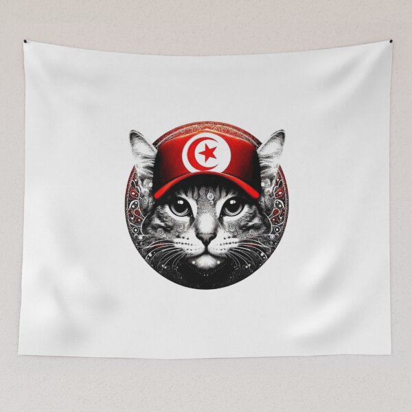 Item preview, TUNISIA Flag With Cute Cat Perfect Design designed and sold by Creat-Des.