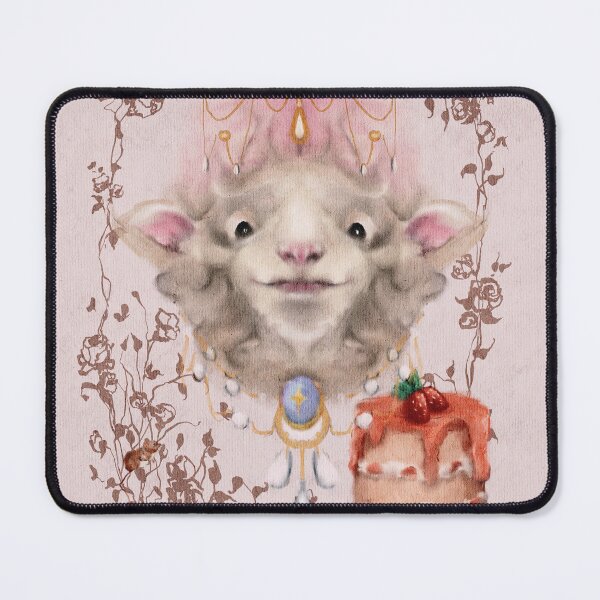 Item preview, Whimsical Art An adoptable Maries Antoinette Sheep with Royal French Jewels and Cottagecore Strawberry cake designed and sold by Monica Laipple.