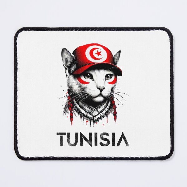 Item preview, TUNISIA Flag With Cute Cat Perfect Design designed and sold by Creat-Des.