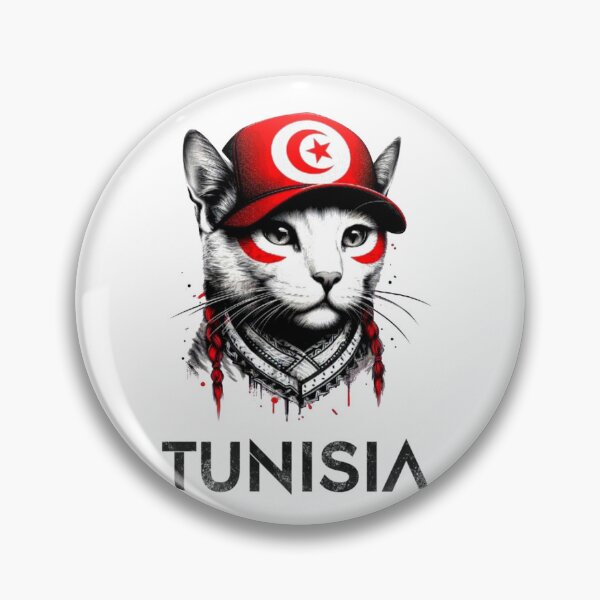 Item preview, TUNISIA Flag With Cute Cat Perfect Design designed and sold by Creat-Des.