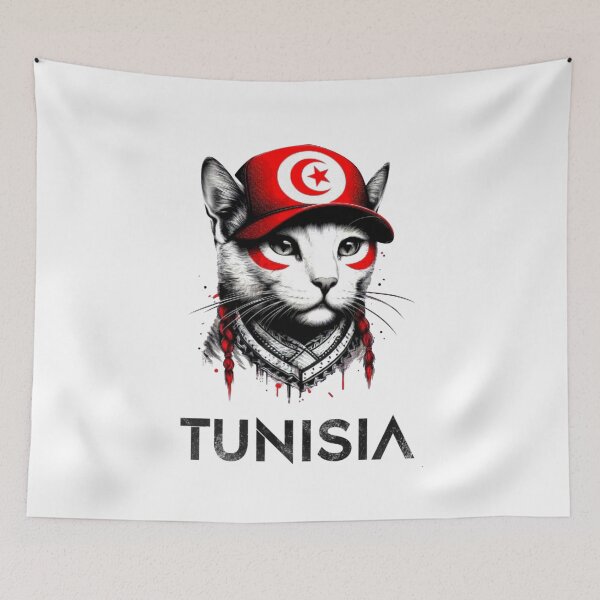 Item preview, TUNISIA Flag With Cute Cat Perfect Design designed and sold by Creat-Des.