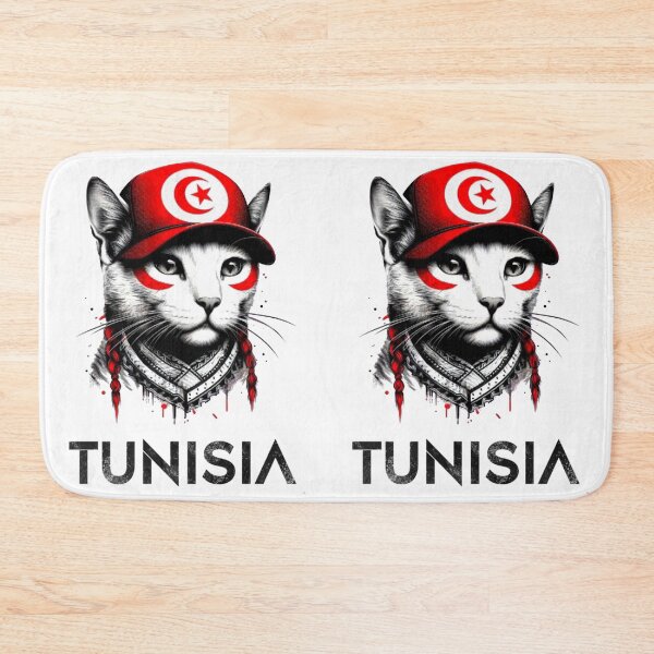 Item preview, TUNISIA Flag With Cute Cat Perfect Design designed and sold by Creat-Des.