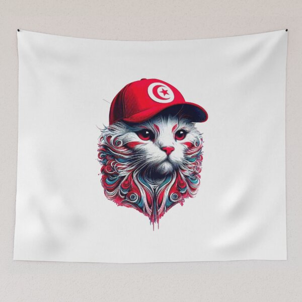 Item preview, TUNISIA Flag With Cute Cat Perfect Design designed and sold by Creat-Des.
