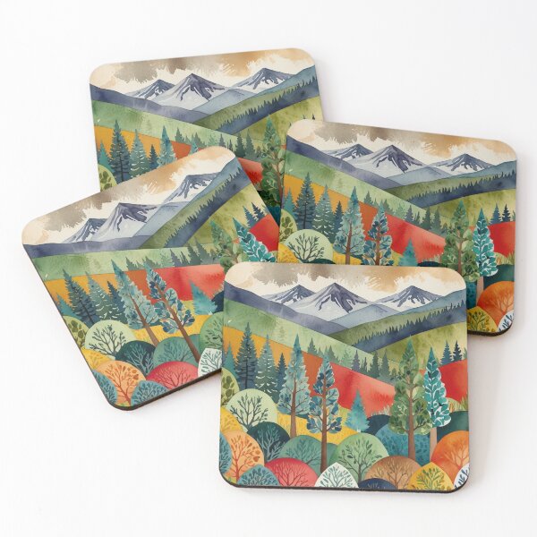 Item preview, Watercolor Mountain Landscape Design | Vibrant Forest and Nature Art for POD Products designed and sold by VibeTCreations.