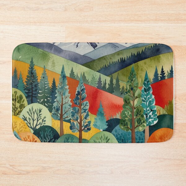 Item preview, Watercolor Mountain Landscape Design | Vibrant Forest and Nature Art for POD Products designed and sold by VibeTCreations.