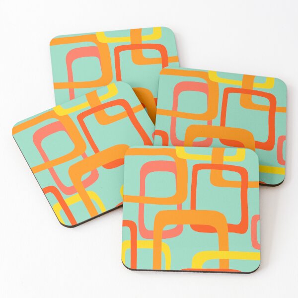 Item preview, Iconic Mid Century Modern Pattern in Orange and Aqua designed and sold by Deutschic.