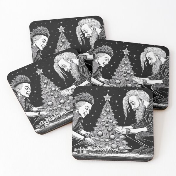 Item preview, Black and White Punk Rockers Decorating a Christmas Tree designed and sold by Brakeless-Dsgn.