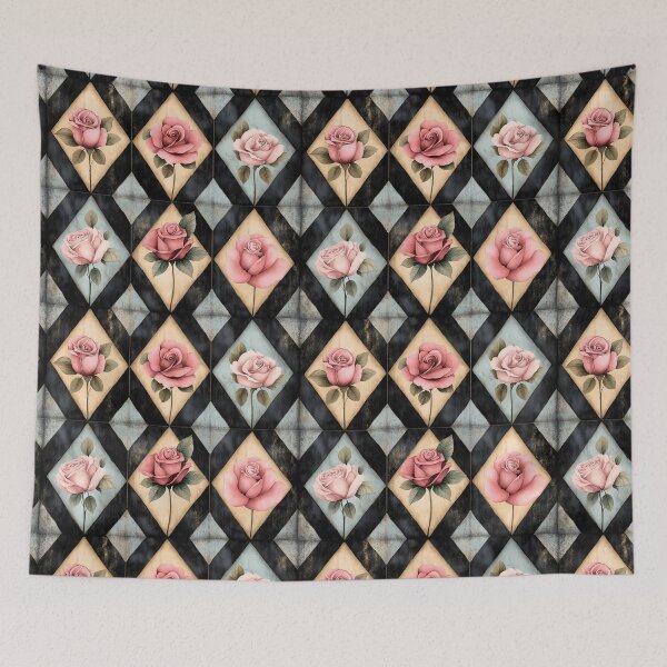 Item preview, Shabby Chic Checkered Flowers Pattern designed and sold by Gypsykiss.