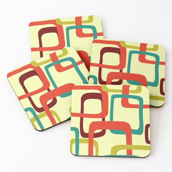 Item preview, Iconic Mid Century Modern Pattern in Red and Green designed and sold by Deutschic.