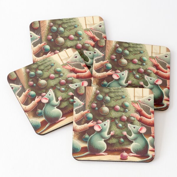 Item preview,  Adorable Rat Family Decorating a Tree - Fun Holiday designed and sold by Brakeless-Dsgn.