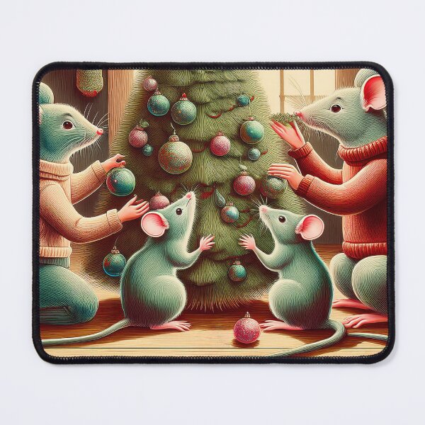 Item preview,  Adorable Rat Family Decorating a Tree - Fun Holiday designed and sold by Brakeless-Dsgn.