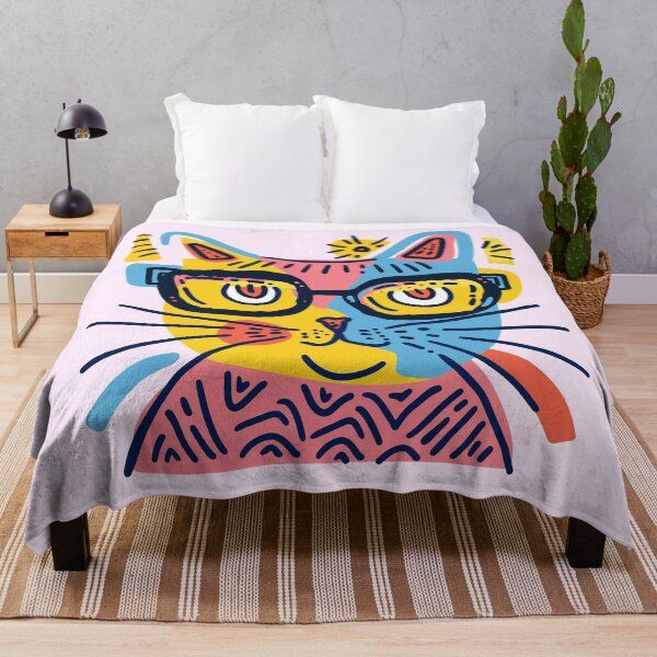Item preview, Whimsical Cat with Glasses Colorful Pop Art Portrait designed and sold by Sturdust.