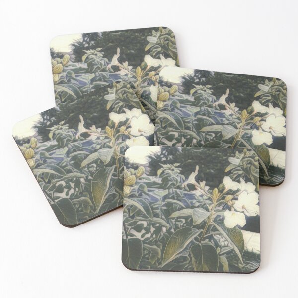 Item preview, White flowers with background trees designed and sold by La-Chula-Chola.
