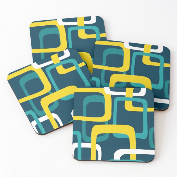 Item preview, Iconic 50S Mid Century Modern Pattern in Blue, Aqua and Yellow designed and sold by Deutschic.