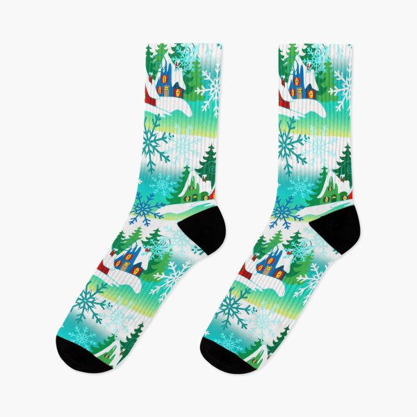Item preview, Christmas Vintage Houses with Snowflakes in Teal designed and sold by Sharon Schwalbe.