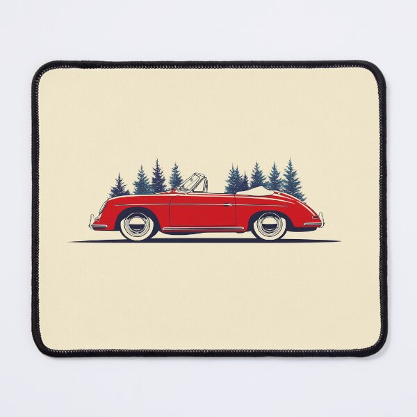 Item preview, Vintage red Porsche 356 Christmas Pine Forest illustration designed and sold by blackdogshop.