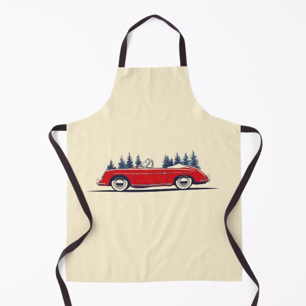 Item preview, Vintage red Porsche 356 Christmas Pine Forest illustration designed and sold by blackdogshop.