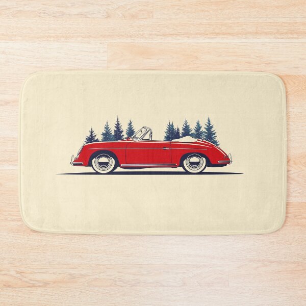 Item preview, Vintage red Porsche 356 Christmas Pine Forest illustration designed and sold by blackdogshop.