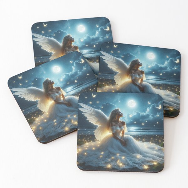 Item preview, Nighttime by the sea ~ Angel and fireflies designed and sold by Angelstkw.