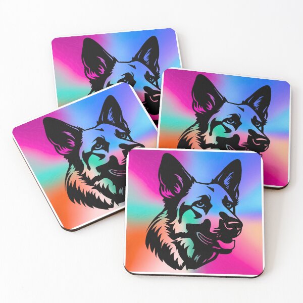Item preview, German Shepherd Silhouette on Vibrantly Multi-Colored Background designed and sold by Fredster1966.