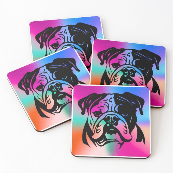Item preview, English Bulldog Silhouette on Vibrantly Multi-Colored Background designed and sold by Fredster1966.