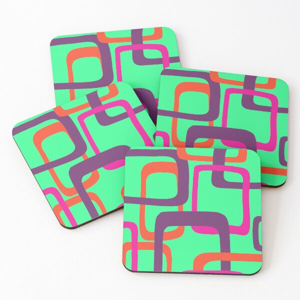 Item preview, Colorful 50S Mid Century Modern Pattern in Green, Pink, Orange and Purple designed and sold by Deutschic.