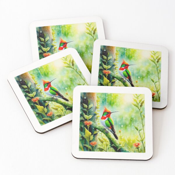 Item preview, REDCRESTED COQUETT Lophornis delattrei Topetinho Ruivo v3 designed and sold by Helios Be. Lavsh.