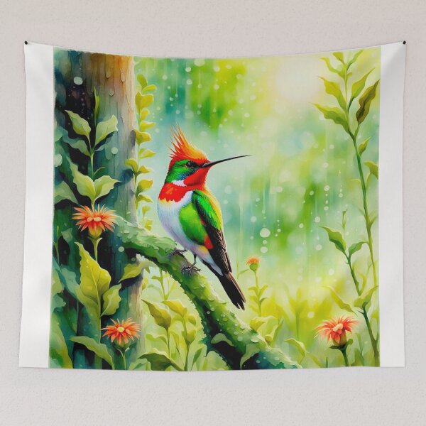 Item preview, REDCRESTED COQUETT Lophornis delattrei Topetinho Ruivo v3 designed and sold by Helios Be. Lavsh.