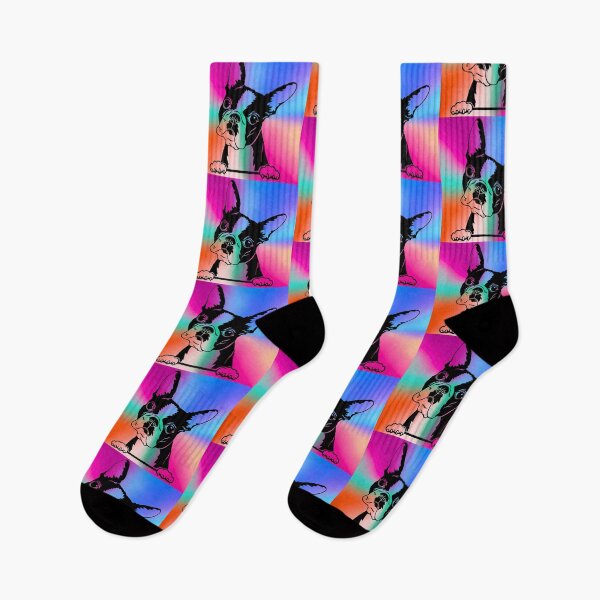 Item preview, Boston Terrier Silhouette on a Vibrantly Multi-Colored Background designed and sold by Fredster1966.