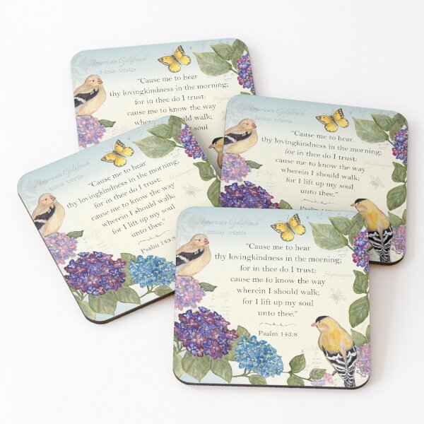 Item preview, Goldfinch Hydrangeas Pslam 143 Watercolor designed and sold by Some Little Good.