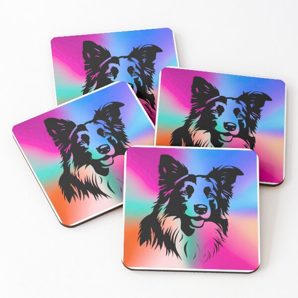 Item preview, Border Collie Silhouette on Vibrantly Multi-Colored Background designed and sold by Fredster1966.