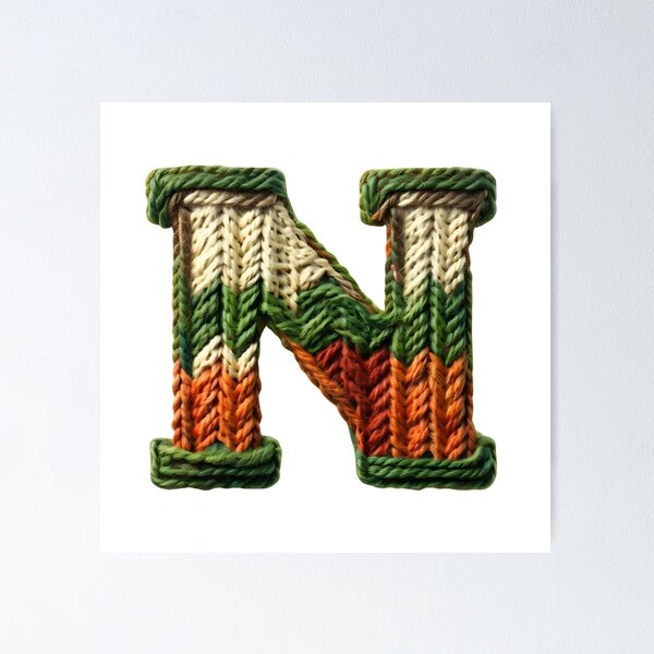 Item preview, N monogram waffle stitch designed and sold by Monascreativeempire.