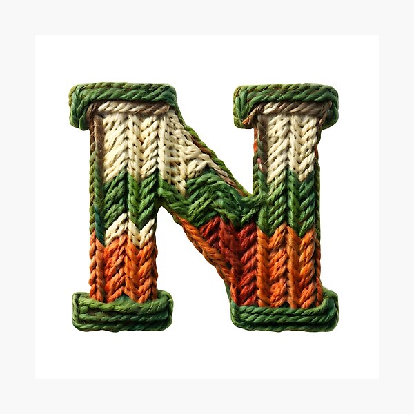 Item preview, N monogram waffle stitch designed and sold by Monascreativeempire.